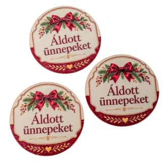   Nyomtatott fa tábla  Áldott ünneket bordó tábla 5cm 3db-os
