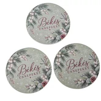 Nyomtatott fa tábla  Békés ünnepeket tábla 5cm 3db-os