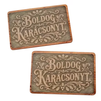   Nyomtatott fa tábla Vintage Boldog Karácsonyt tábla zöld 9cm 2db-os