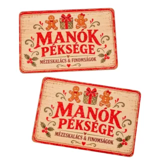   Nyomtatott fa tábla Vintagekarácsonyi tábla Manók péksége 9cm 2db-os