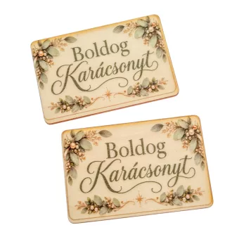 Nyomtatott fa tábla  Boldog Karácsonyt tábla 9cm 2db-os