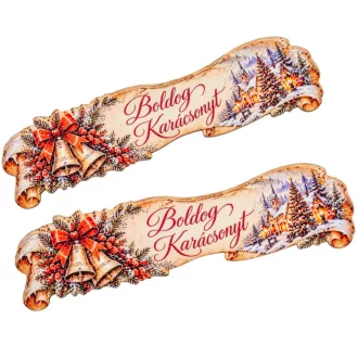   Nyomtatott dekorkarton deko.tábla krém pergamen csengő 14,5cm 2db-os