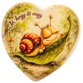 Nyomtatott natúr fa szív peremes csigás 15cm