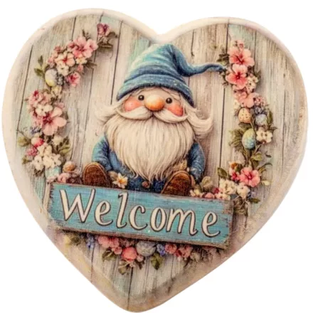 Nyomtatott natúr fa szív peremes kék manós 15cm