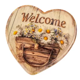 Nyomtatott fa szív peremes welcome 15om