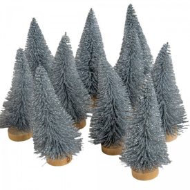 Mini fenyő ezüst glitteres 10cm 10db-os