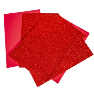 Csillámos dekorgumi piros 20x29,5cm 2mm 10db-os