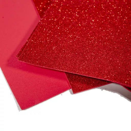 Csillámos dekorgumi piros 20x29,5cm 2mm 10db-os