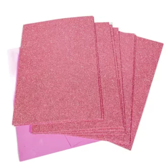 Csillámos dekorgumi rózsaszín 20x29,5cm  2mm 10db-os