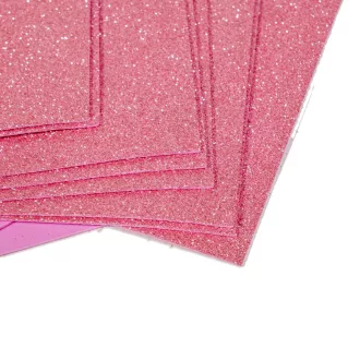 Csillámos dekorgumi rózsaszín 20x29,5cm  2mm 10db-os