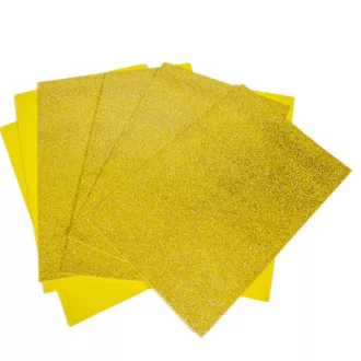 Csillámos dekorgumi arany 20x29,5cm 2mm 10db-os