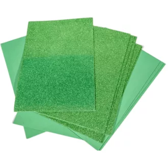 Csillámos dekorgumi zöld 20x29,5cm 2mm 10db-os