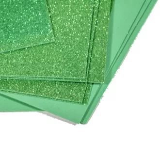Csillámos dekorgumi zöld 20x29,5cm 2mm 10db-os