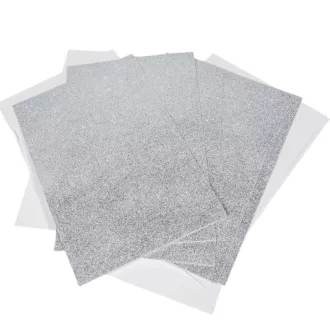 Csillámos dekorgumi ezüst 20x29,5cm 2mm 10db-os