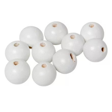 Fa golyó fehér 20mm 10db-os