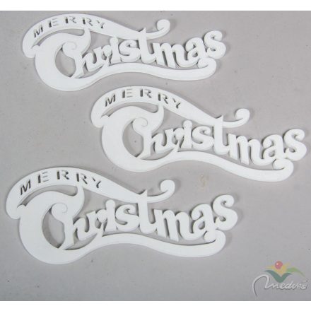 Merry christmas íves felirat fa fehér 20cm 3db-os