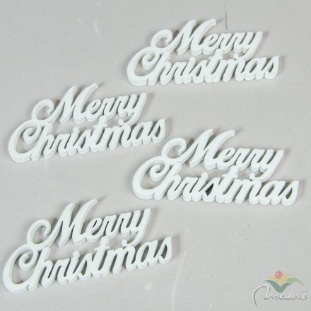 Merry Christmas felirat fehér 10cm 4db-os