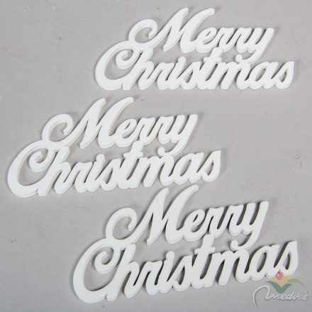 Merry Christmas felirat fa fehér15cm 3db-os