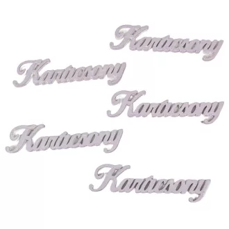 Karácsony felirat metál lila ezüst 10cm 5db-os