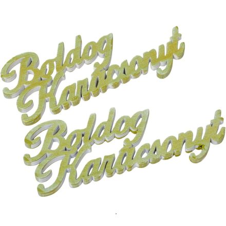 Boldog karácsonyt felirat zöldarany 15cm 2db-os