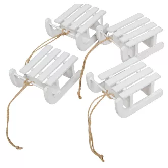 Szánkó fehér akasztós 8cm 4db-os