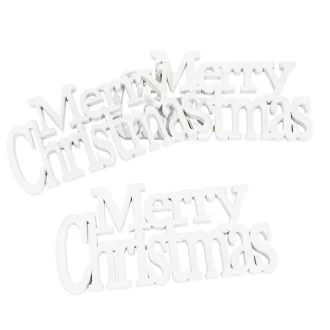 Merry Christmas felirat fehér 14cm 3db-os