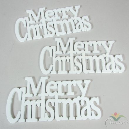 Merry Christmas felirat fehér 21cm 3db-os