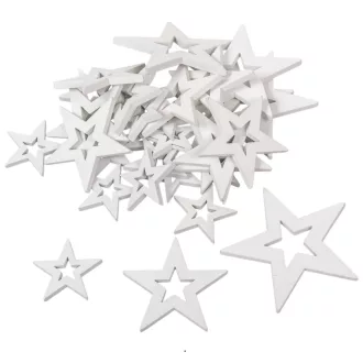 Csillag fa lyukas fehér 3,5-5,5-7,5cm  30db-os