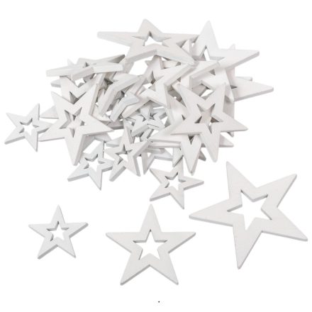 Csillag fa lyukas fehér 3,5-5,5-7,5cm  30db-os