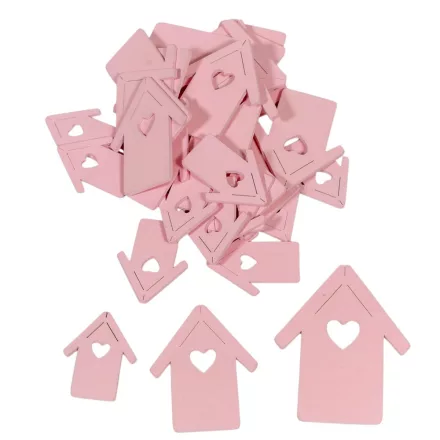 Fa házikó 5-7-9cm rózsaszín 30db-os