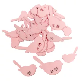 Fa virágmintás madár pink 4-5-6cm 30db-os