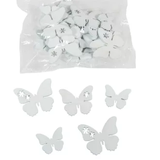 Fa virágmintás pillangó fehér 2,5-3,5-4cm 30db-os