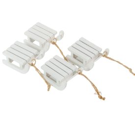 Szánkó fa akasztós fehér  6,5cm 4db-os