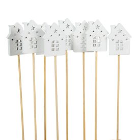 Házikó pálcás fa fehér 6+20cm 8db-os
