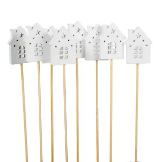 Házikó pálcás fa fehér 6+20cm 8db-os