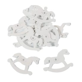 Fehér fa retró hintaló 7cm 12db-os