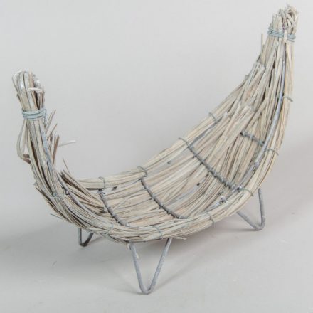 Fonott csónak tál fém vázon M23x32cm