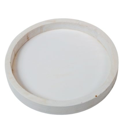 Fa tálca kerek peremes  fehér 20cm 