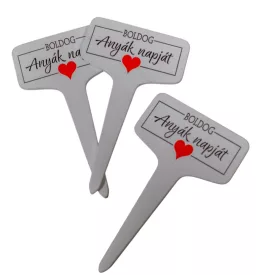   Fa beszúros tábla szögletes Boldog Anyák napját 11cm 3db-os