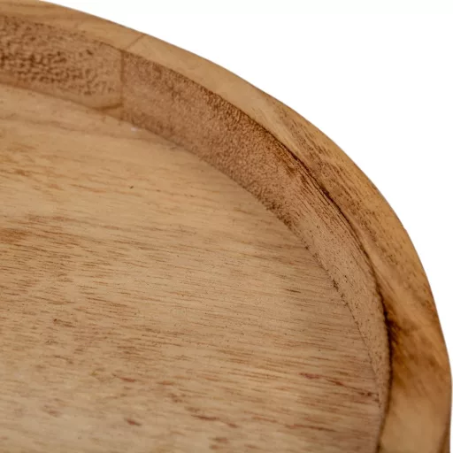 Fa tálca kerek peremes barna D26cm 