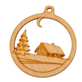 Natúr fa Kerek dísz házikó 9cm