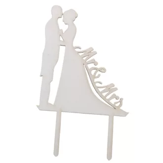 Fa Tortadísz "Mr&Mrs" fehér  17cm