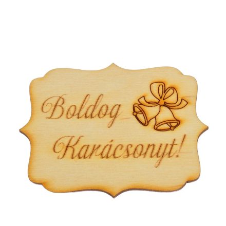  Boldog Karácsonyt feliratú tábla natúr fa 8x6 cm