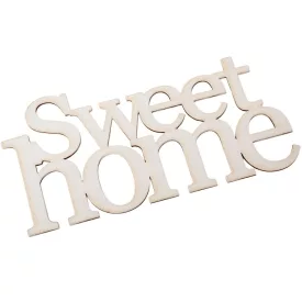 Fa "Sweet home" felirat koszorúra fehér 11,5x20cm