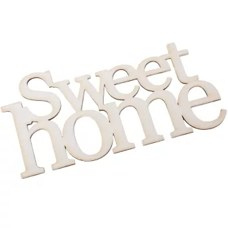 Fa "Sweet home" felirat koszorúra fehér 11,5x20cm
