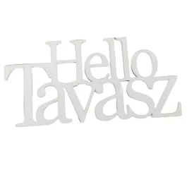 Natúr fa Helló Tavasz felirat fehér 20cm