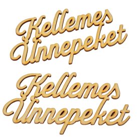 Kellemes Ünnepeket felirat natúr fa 13cm 2db-os