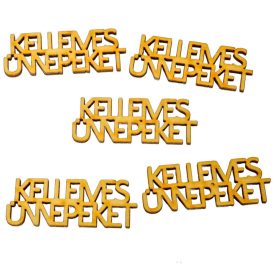Kellemes Ünnepeket felirat natúr fa 5cm 5db-os