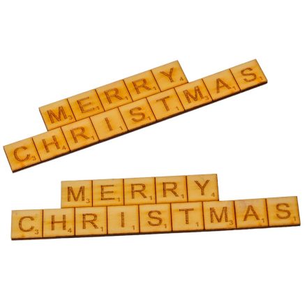 Merry Christmas scrabble tábla natúr fa 13,5cm 2db-os