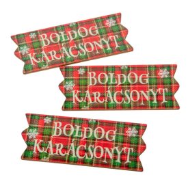   Nyomtatott dekorkarton Karácsonyi szalag tábla  piros-zöld 8cm3db-os